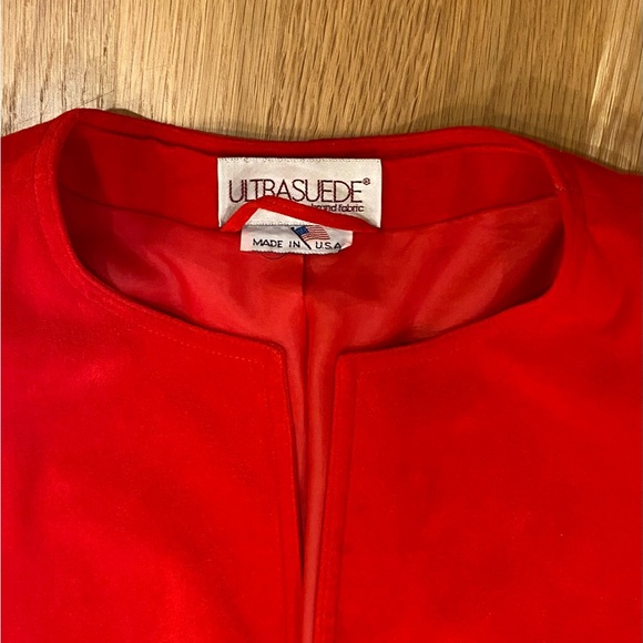 Count Romi Vintage Red Ultrasuede Lightweight Coat Duster 2 Pockets / Size 6 - Picture 11 of 14